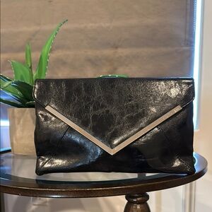 Black Leather Envelope Purse